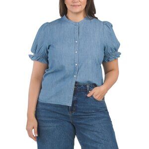 JOHNNIE-O Chambray Natalia Button Front Top